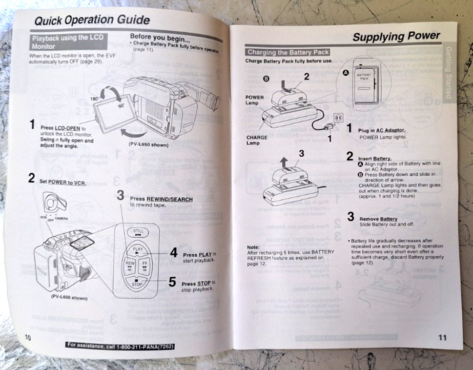 Panasonic Camcorder Manual Only - PV-L550/ L650 Operating Instructions