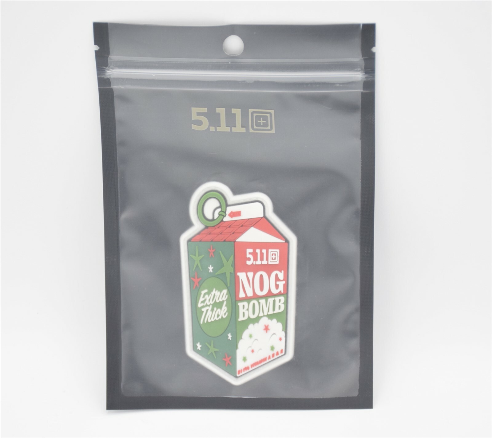 5.11 TACTICAL EGGNOG NOG BOMB CHRISTMAS LOGO PATCH HOOK/LOOP BACKING HOLIDAYRARE