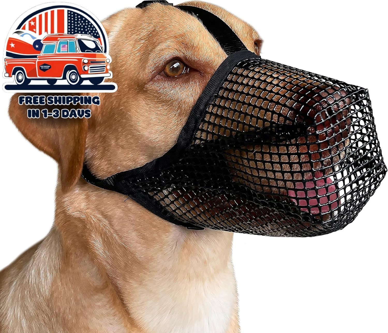 Bozal De Malla Para Perros, Protector Bucal Suave Con Correas Ajustables US NEW
