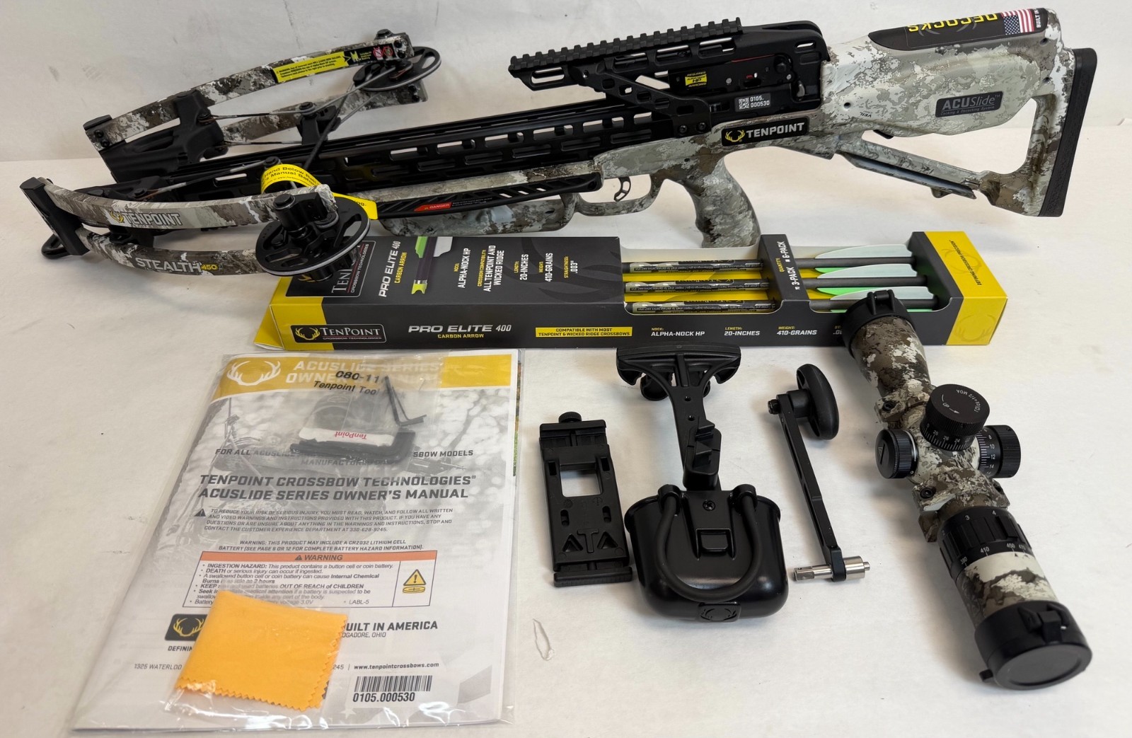 TenPoint Stealth 450, ACUslide, EVO-X Elite Camo Scope (CB23019-6889) -FREE S/H