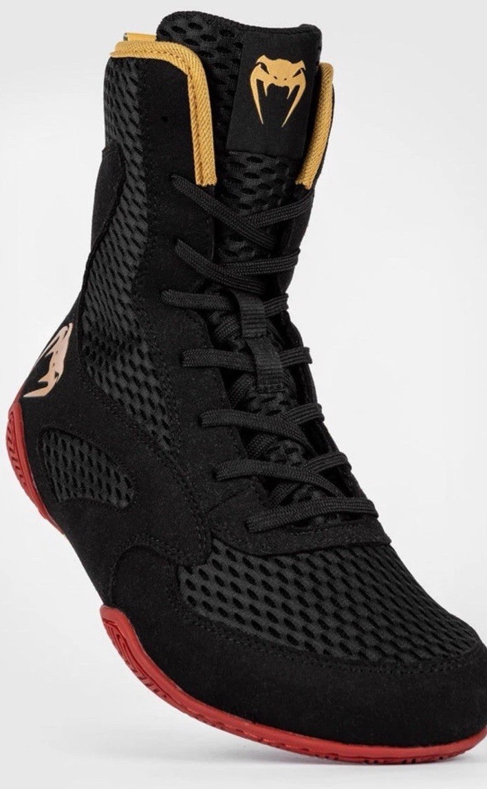 Venum-04958 Contender Unisex High-Top Boxing Shoes Black/Gold/Red - Sz 13.5 US