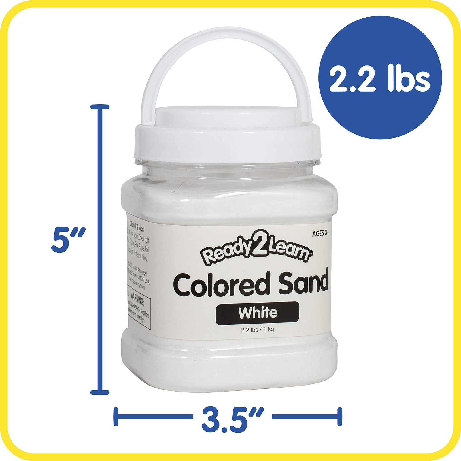 Ready 2 Learn Colored Sand | White | 2.2 lbs | 3.25"L x 3.5"W x 5"H,