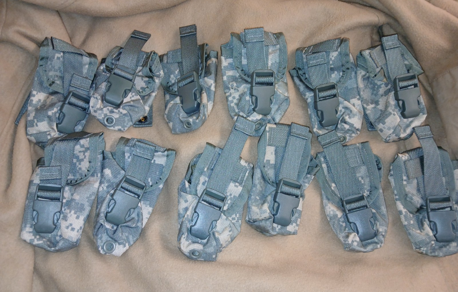 Lot Of 12 New USGI Molle 2 Flash Bang Grenade Pouches ACU / UDC Camo Pouch Lot