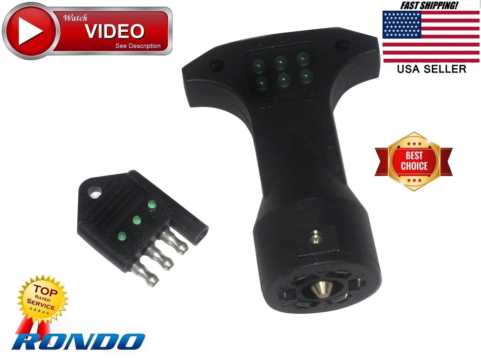 Set: 7 way RV plug & 4 way flat trailer wiring tester EZ check vehicle test