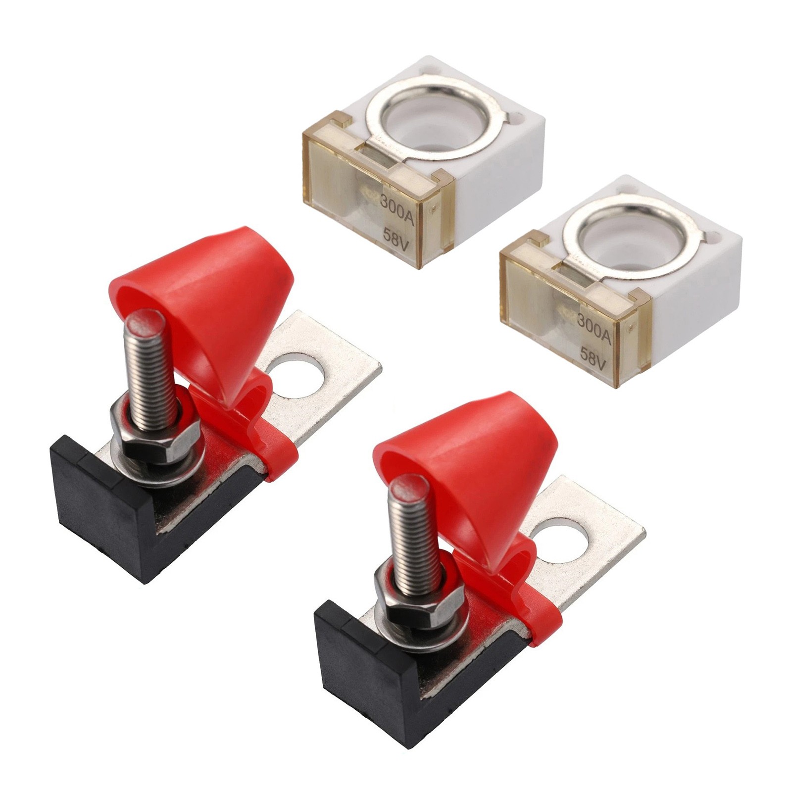 2Pcs 300A Terminal Fuse Block Kit with M8 Battery Connection Studs Hardware
