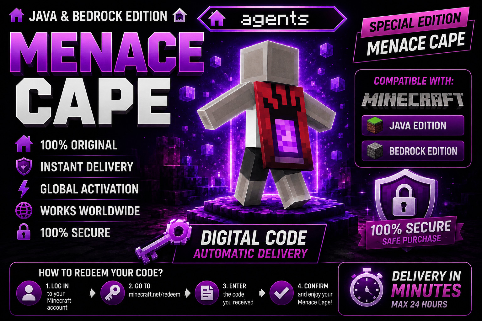 Minecraft Menace Cape Code 2026 | Exclusive | Java & Bedrock |