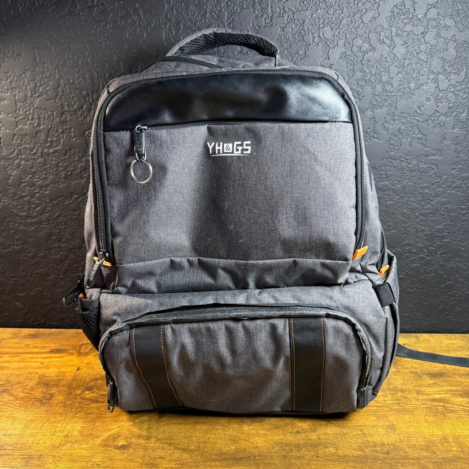 YH&GS Tech Charging Port Grey Polyester Laptop Backpack Mens Womens OS