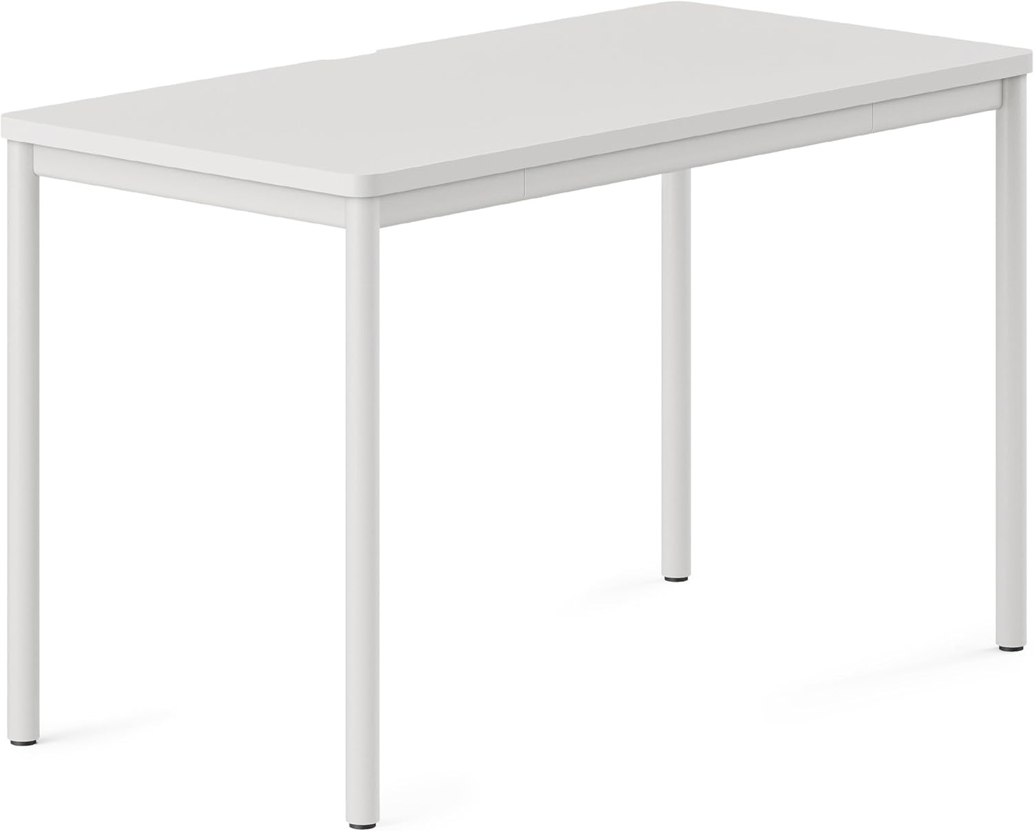 Effortless Assembly White Home Office Desk with Built-In Cable Notch, 48” W