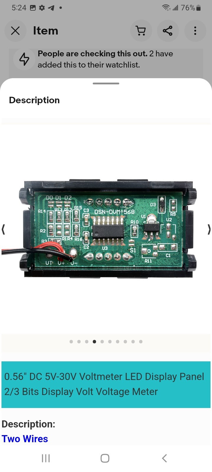 HOBBYIST - 4.5 - 30 VDC PANEL MOUNTABLE DIGITAL VOLTMETER. .56" RED LED READOUT.