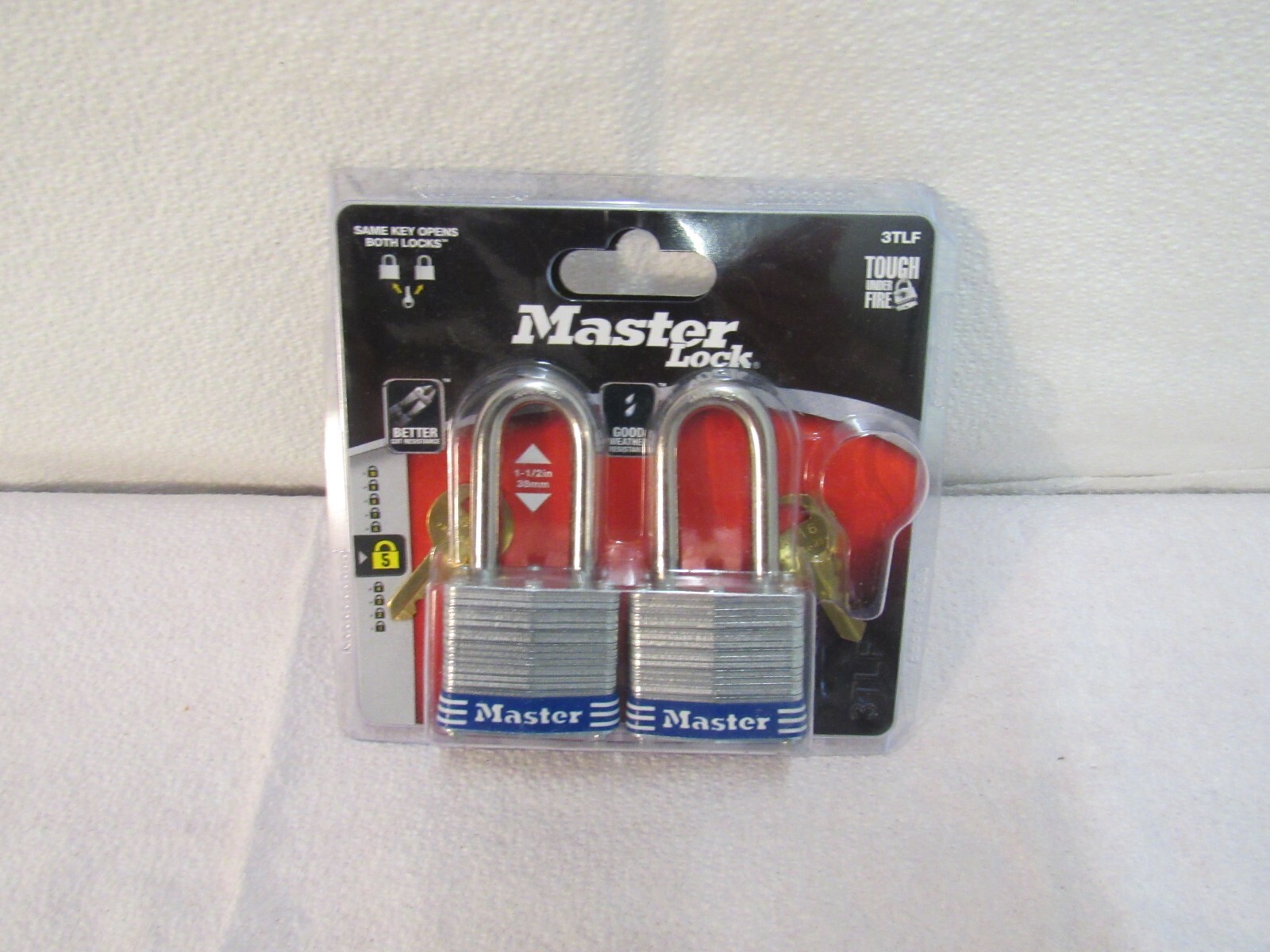 Master Lock 3TLF Laminated Steel Padlock with Key 2 Pack Keyed-Alike