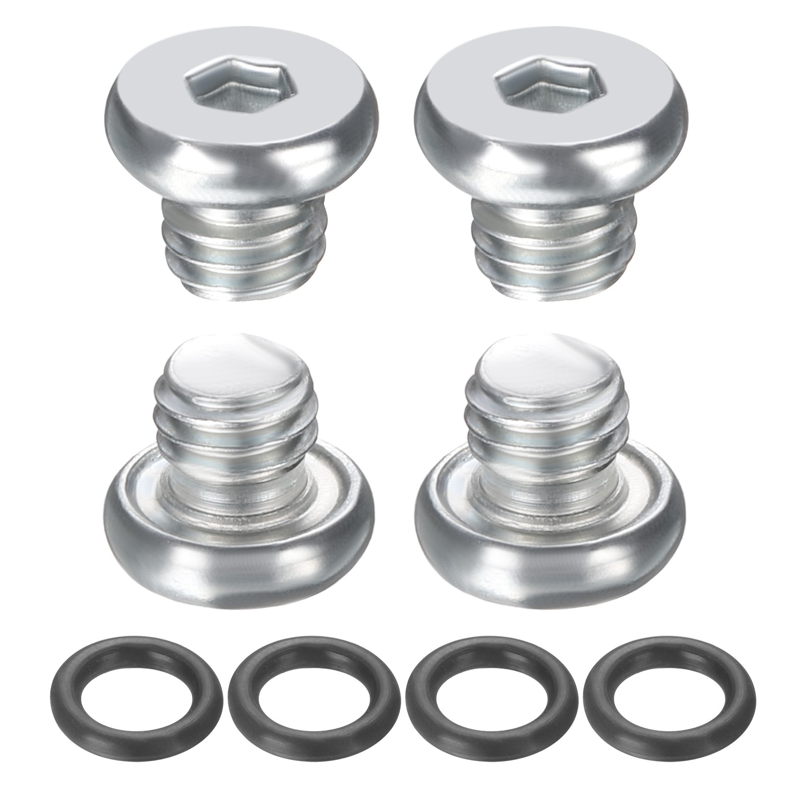 4Pcs M5 x 0.8 Carbon Steel Inner Hex Head Pipe Fitting Plug with O-Ring