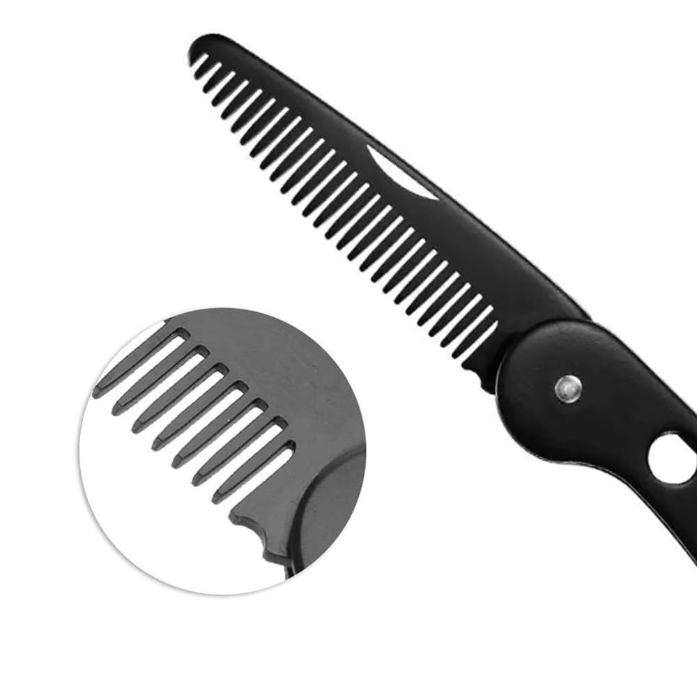 Stainless Steel Folding Beard Comb, Portable 1 Count (Pack of 1)