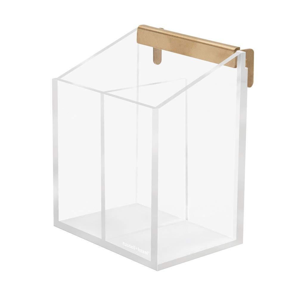 russell+hazel Acrylic Wall Pencil Bloc, Clear with Gold-Tone Hardware, 4.175”...
