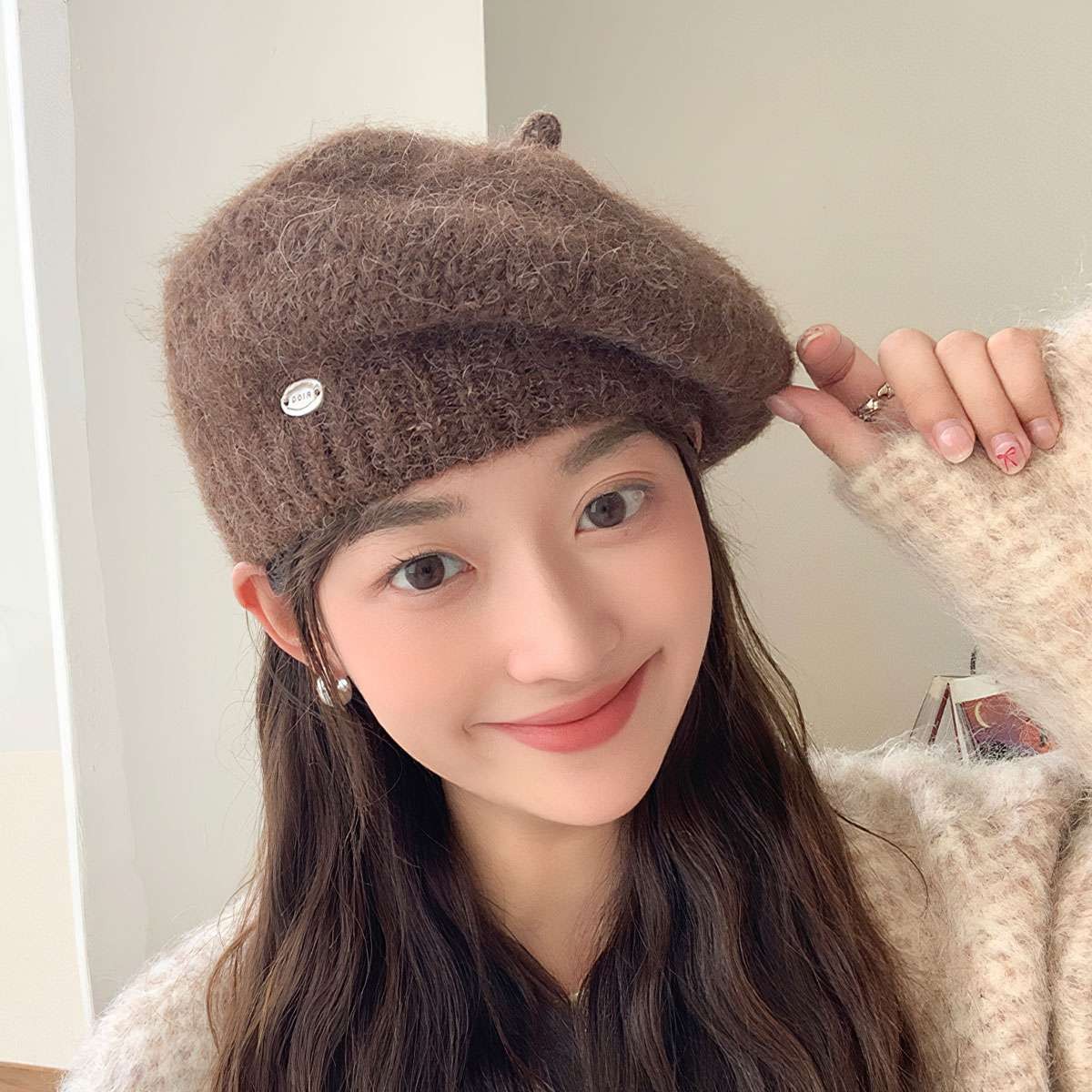 Women's Beret Hat French Classic Solid Knit Winter Warm Fashion Cap Retro Hats