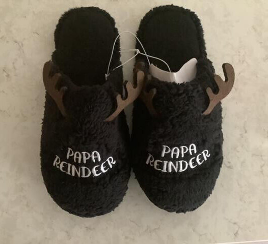 NEW W/TAG, KOHLS PAPA REINDEER JAMMIES FOR YOUR FAMILIES MENS SLIPPERS SIZE L