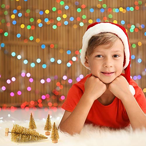 48 Pcs Mini Christmas Trees Bottle Brush Trees Tabletop Model Trees 48Pcs Gold