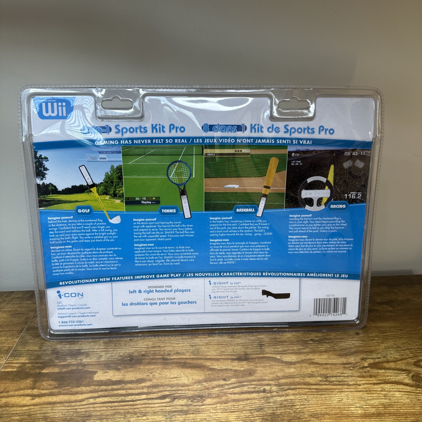 I-Con 8 In 1 Sports Kit Pro - Accessories for Wii Golf Tennis Baseball Racing