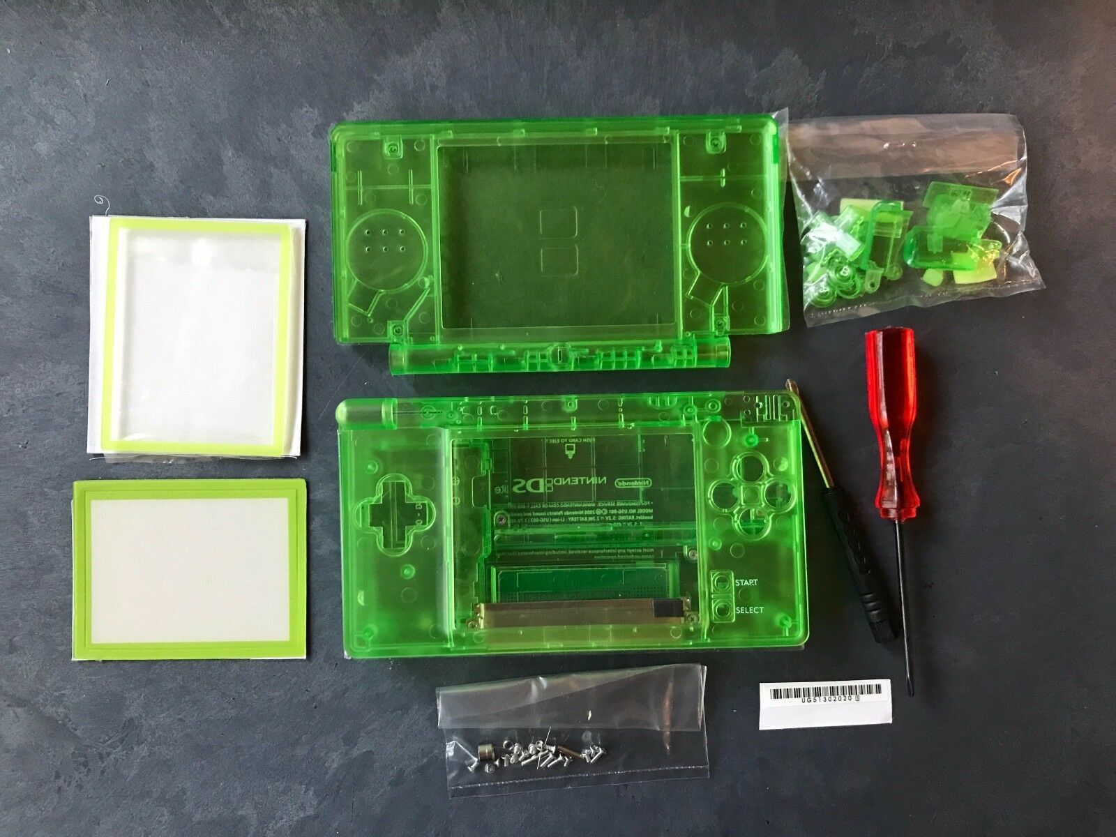 Full Replacement Nintendo DS Lite Housing Shell Screen Lens BlackGreenClearGold
