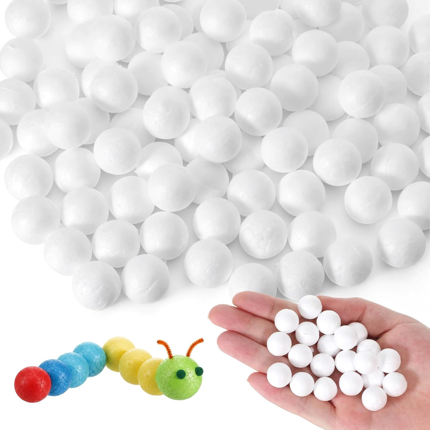 200 Pcs White Craft Foam Balls 0.6 Inch Blank round Craft Ball Small Polystyrene