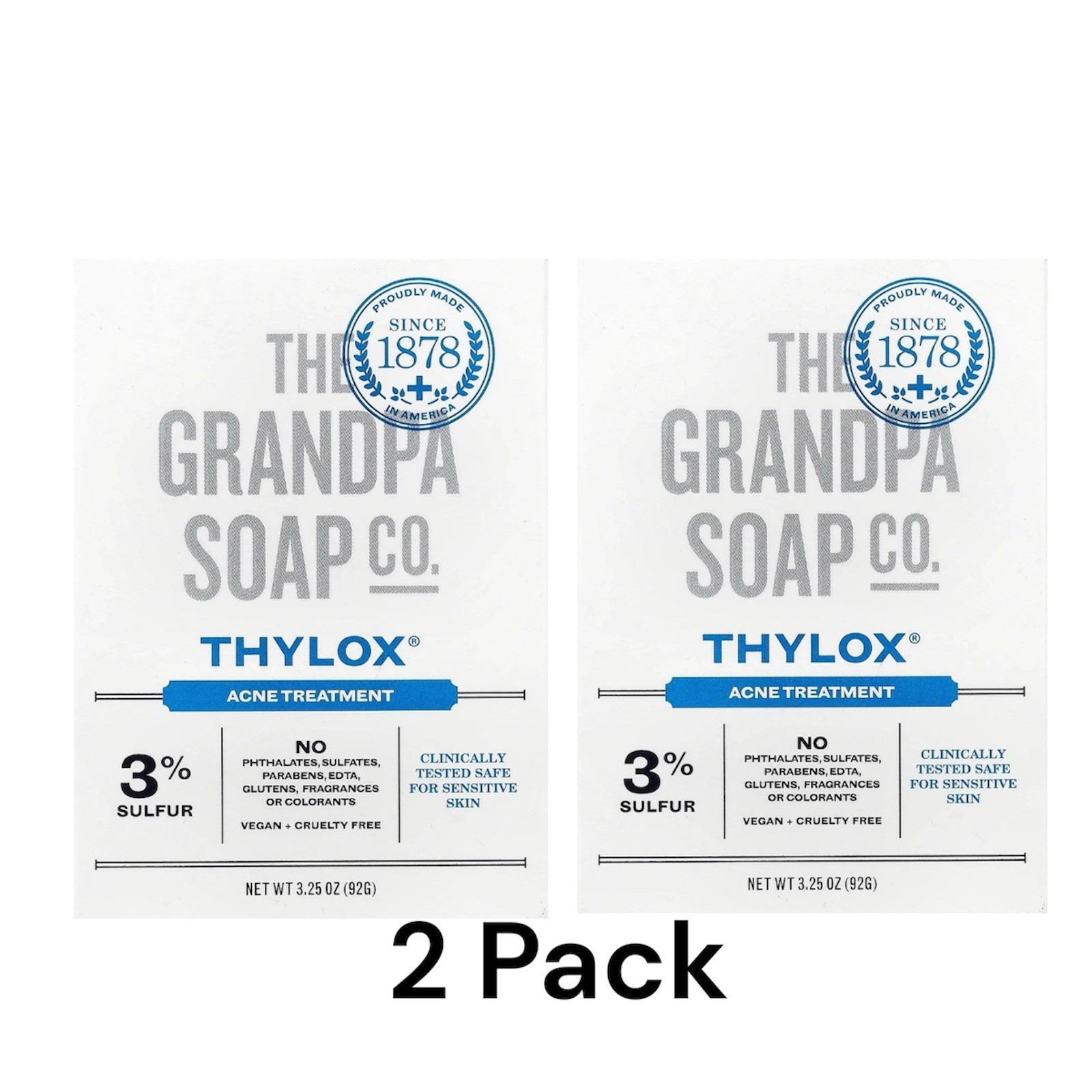 Face & Body Bar Soap, Thylox® Acne Treatment, 3.25 oz (92 g) 2 Pack Bundle