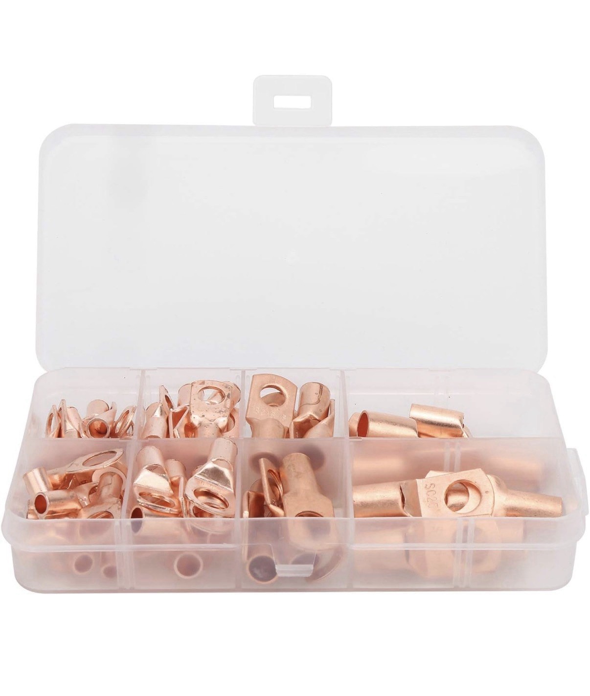 60pcs Copper Wire Lugs Battery Cable Ends Terminal Connectors Assortment Kit
