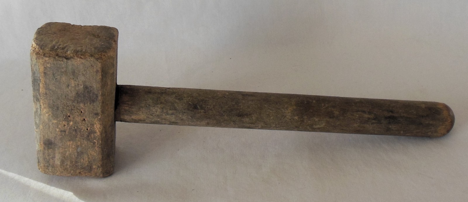Primitive Vintage Small Rectangular Wood Mallet 8¾ Inches