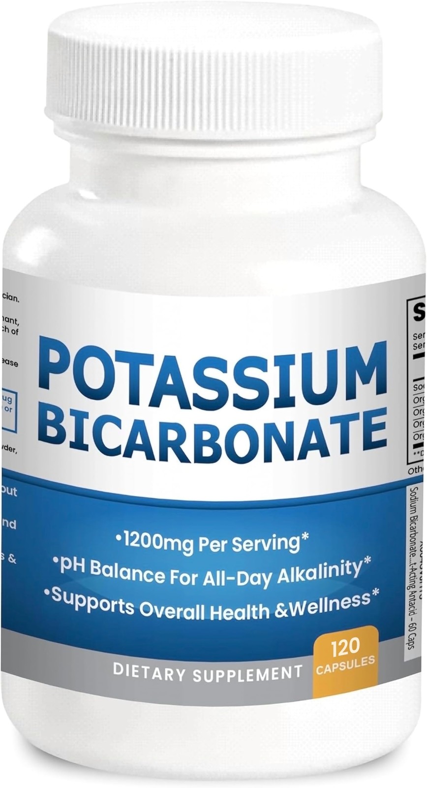 Pure Potassium Bicarbonate Supplement Capsules pH 120 Count (Pack of 1)