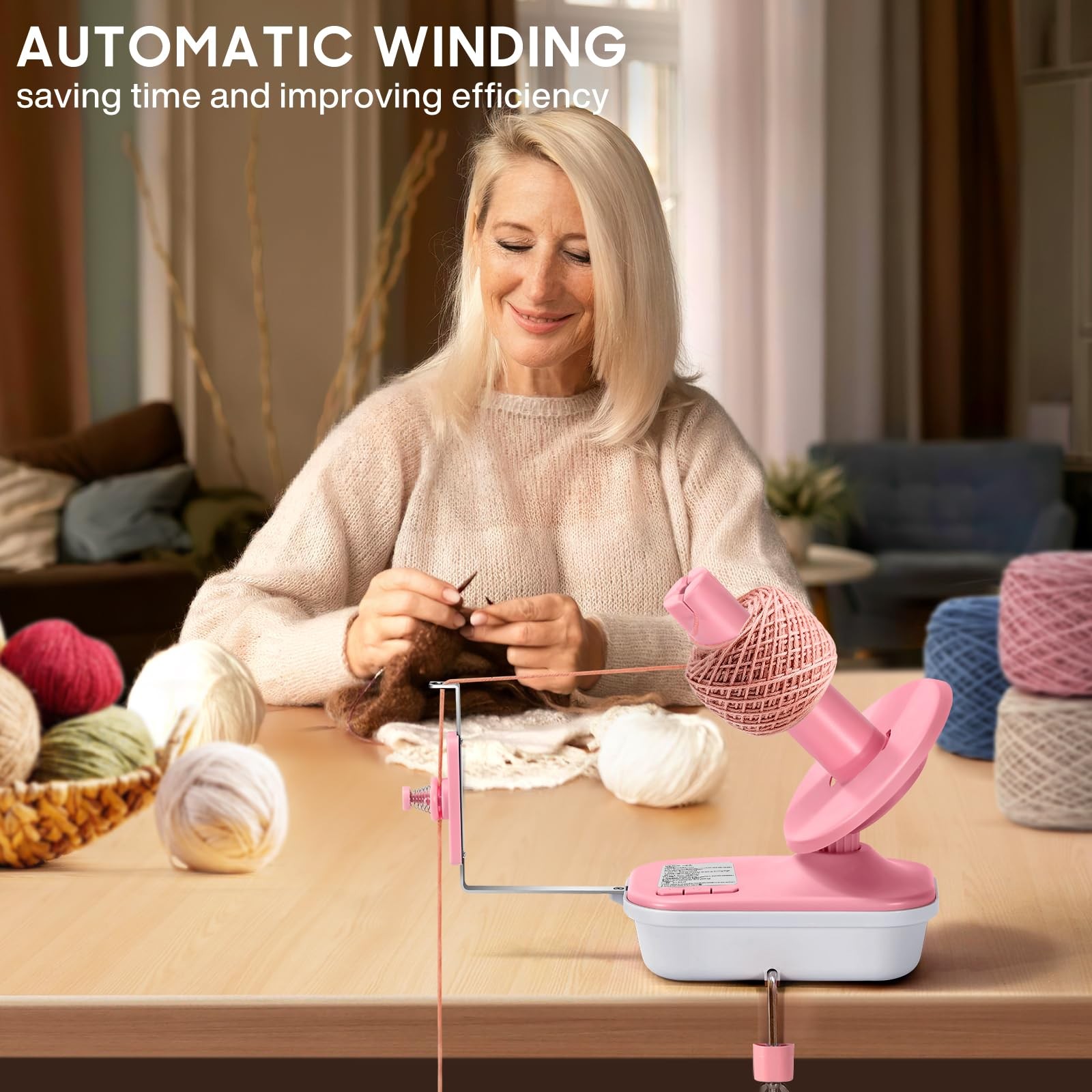 Electric Yarn Winder, 2026 Upgrade High-Speed Automatic Yarn Ball Winder with 3