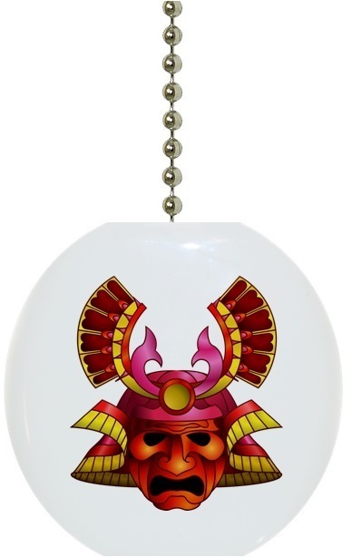 Samurai Mask #2 Oriental Solid CERAMIC Ceiling Fan Light Lamp Pull