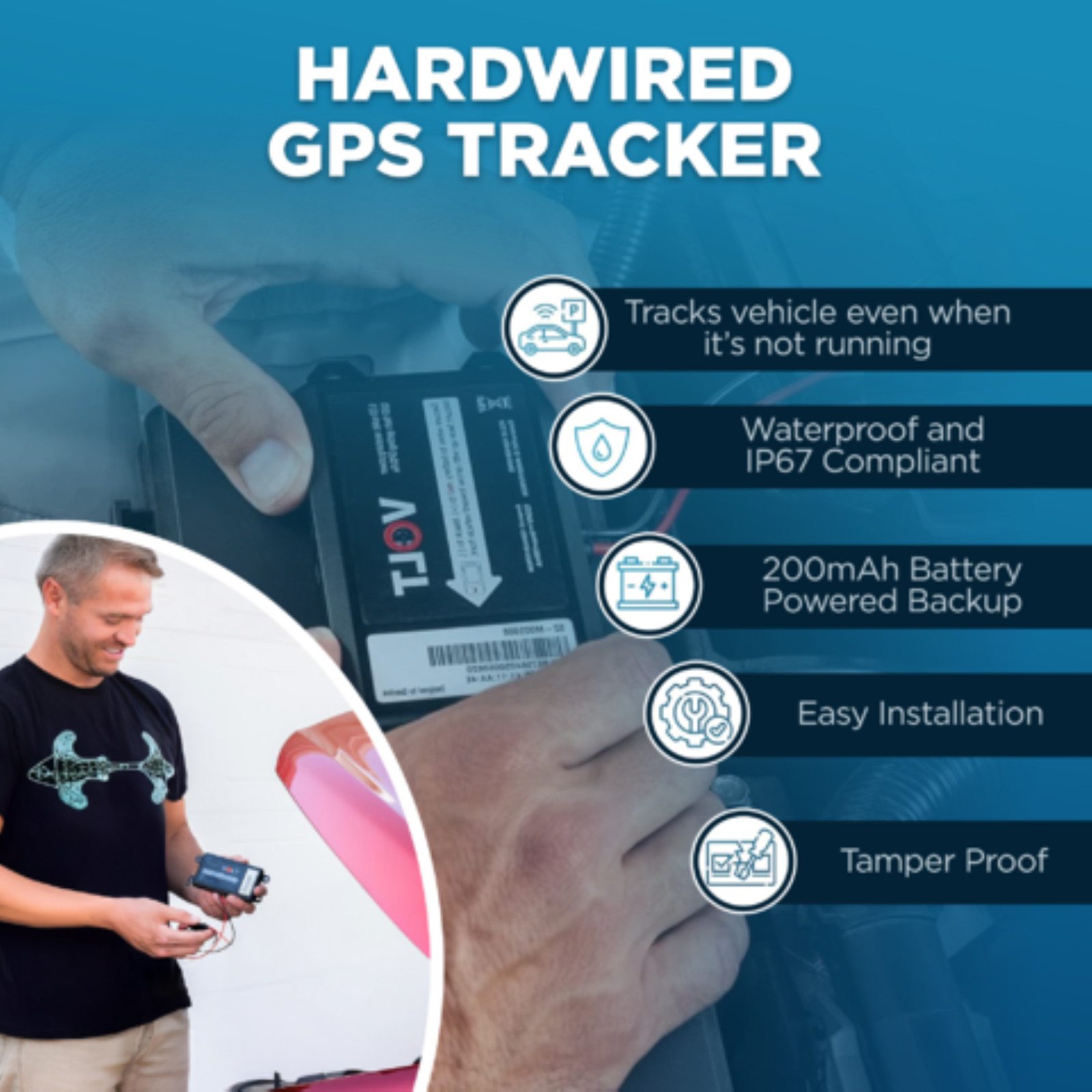 Lightning GPS Easy Hardwired 4G Real Time Hidden Tracking Device for Vehicles