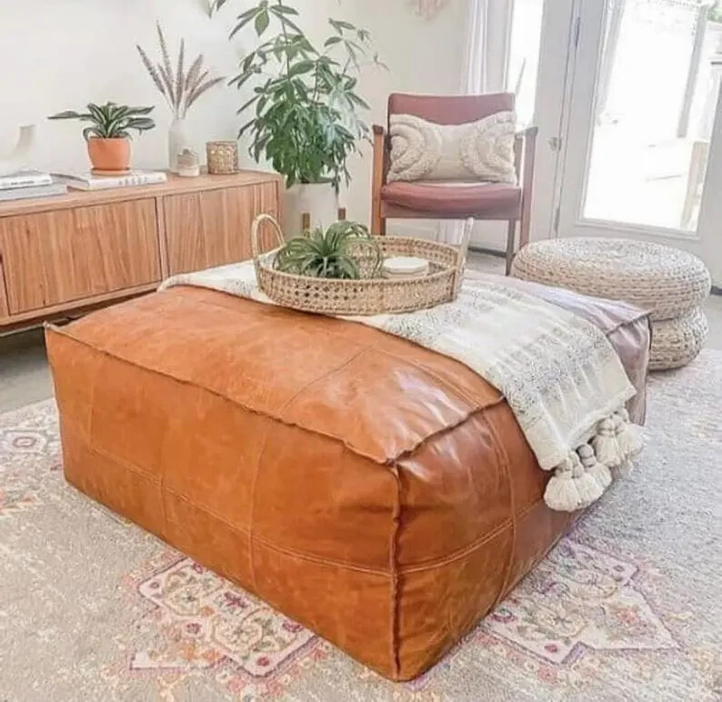 Genuine Unstuffed Goat Handcraft New Moroccan Ottoman Footstool Pouffe 30''