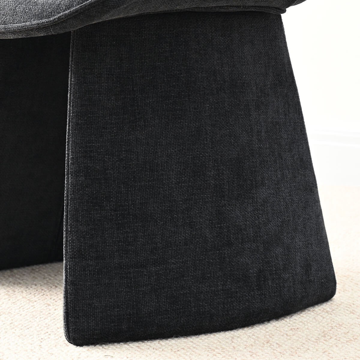 (Set of 4) Black Modern Upholstered Dining Chair with Curved Back