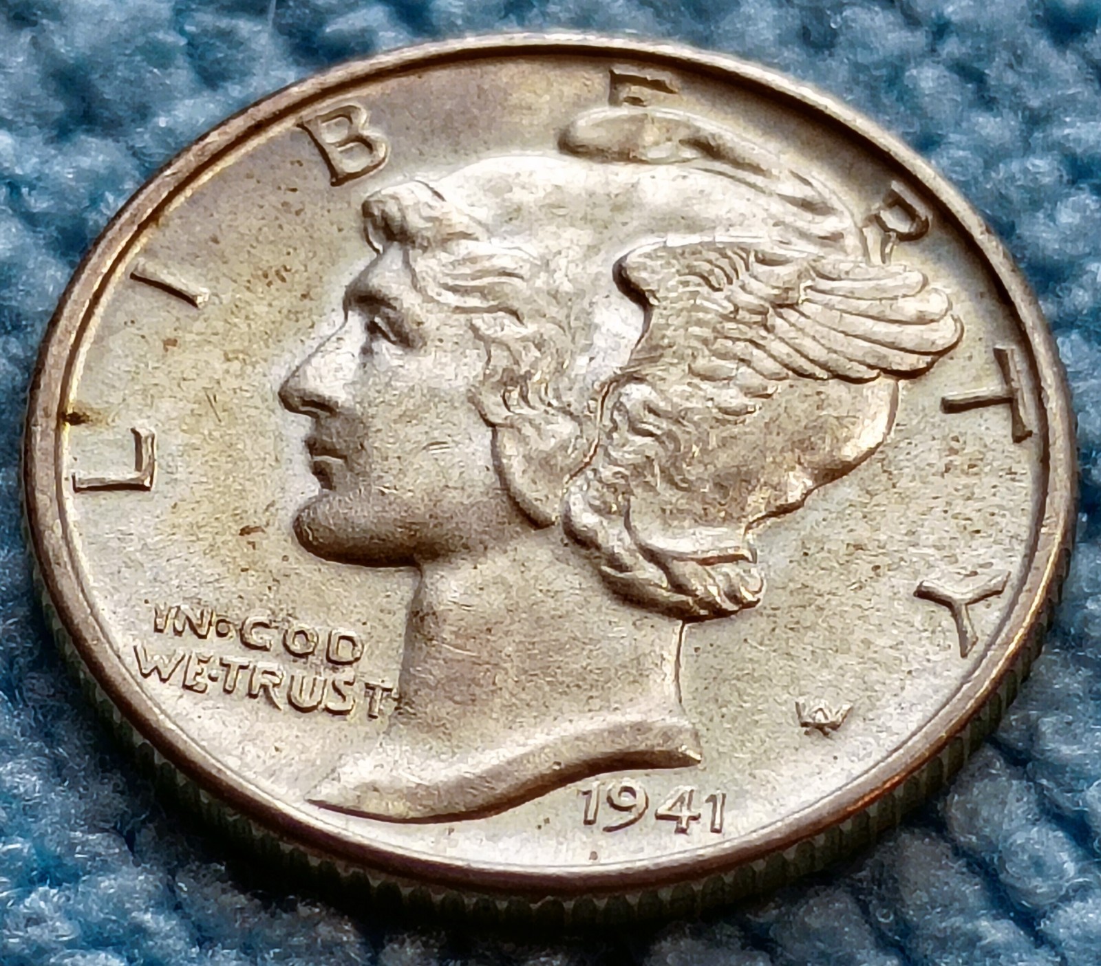 FSB 1941 D Choice Brilliant Uncirculated Mercury Silver Dime FULL SPLIT BANDS
