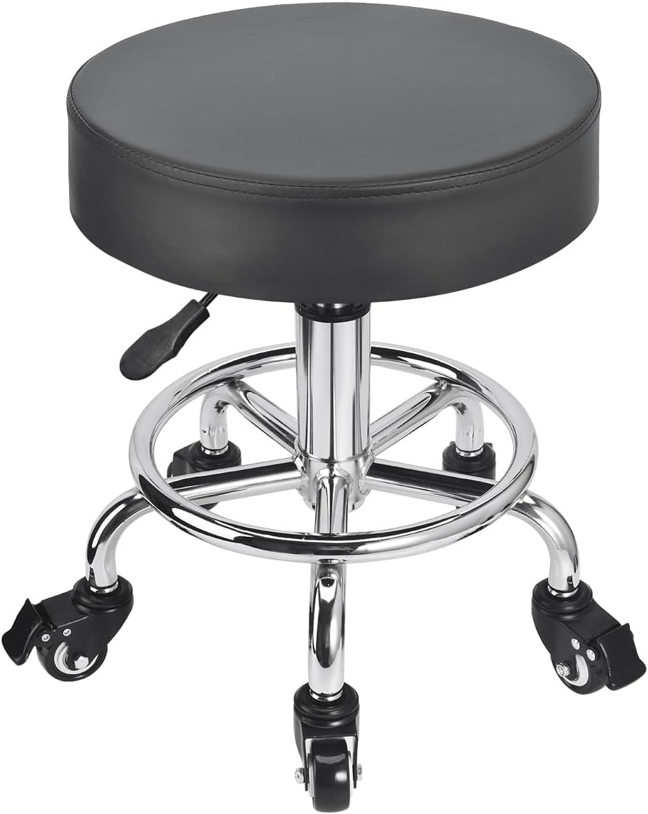 JOSTZHXIN Low Height Rolling Stool Height Adjustable Low Roller Seat, Swivel Sma