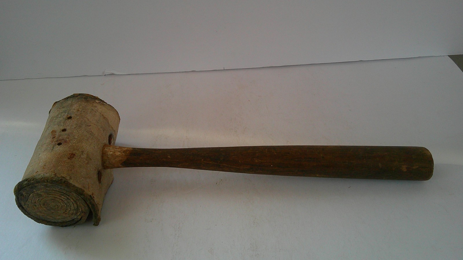 Vintage Non-Marring Rawhide Mallet Hardwood Handle