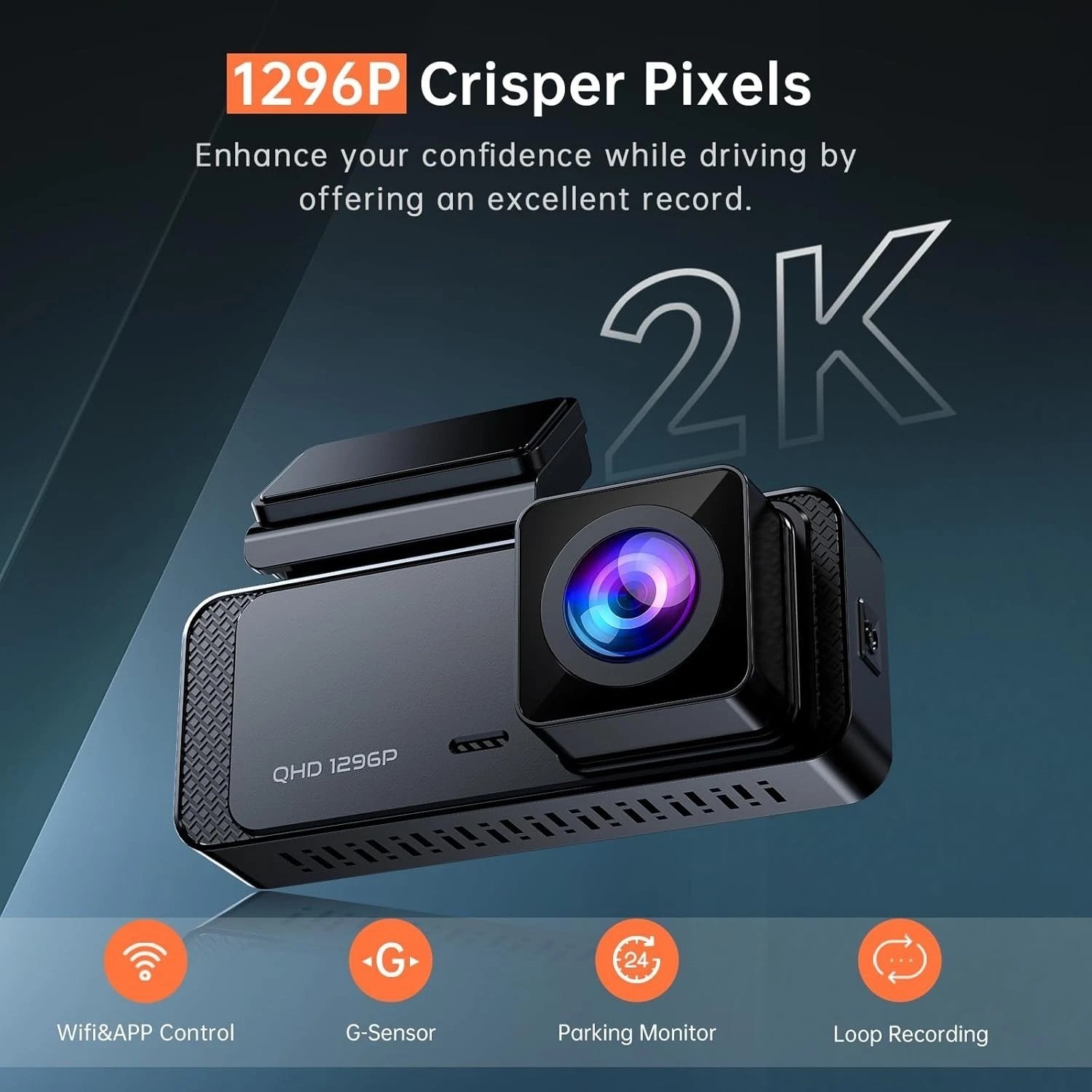 V300 Dash Camera 1296P Front WiFi Car Night Vision Loop Record