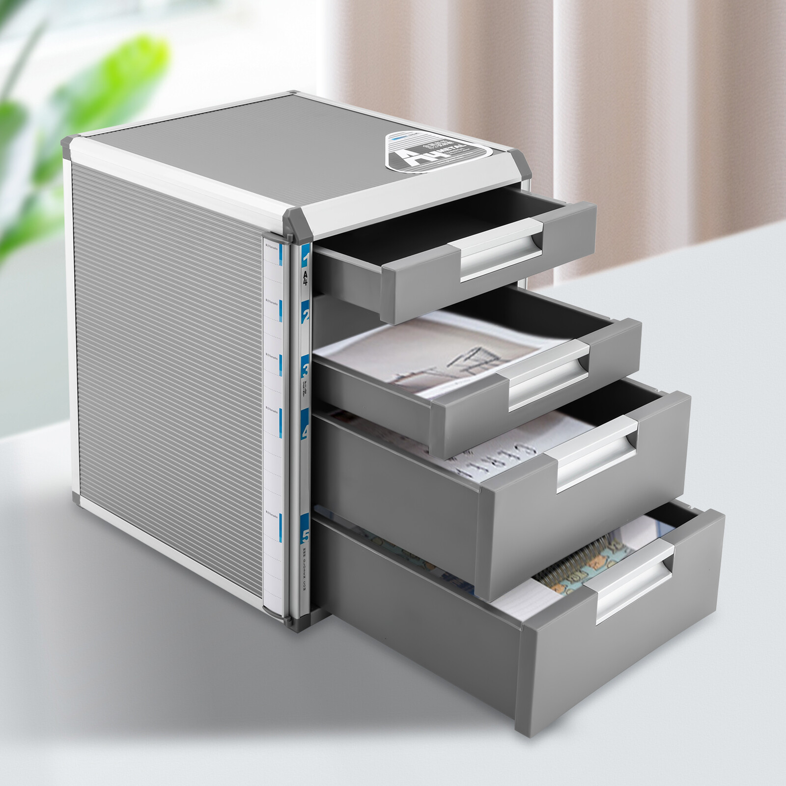 5 Drawer File Cabinet Lateral Storage File Drawer Cabinet Desktop Office Storage