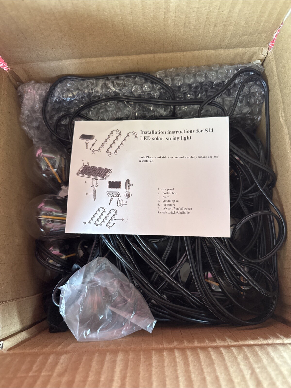 Solar String Lights Outdoor Waterproof  63FT Black New B1
