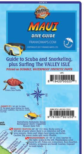 Maui Hawaii Dive & Snorkeling Guide Waterproof Map by Franko Maps