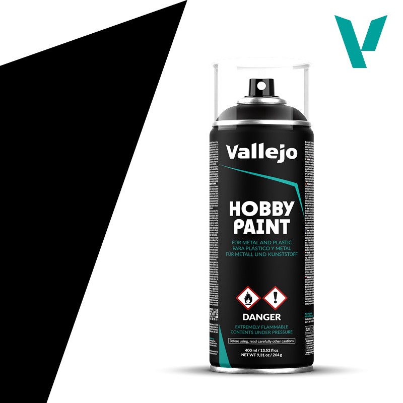 Vallejo 28012 Basic Black Primer 400 ml Spray Paint Can