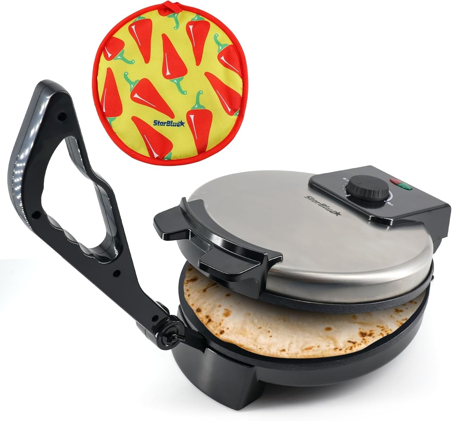 Electric Roti Maker 10-Inch - Includes Roti Warmer, Removable Handle, Easy Use