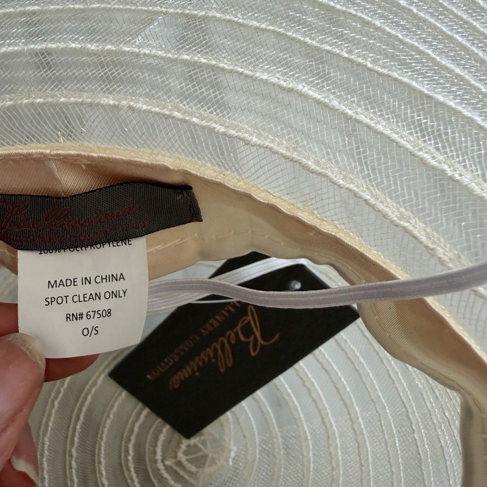 Bellisima Elegant Cream Derby Sun Hat with Bow Adjustable NWT