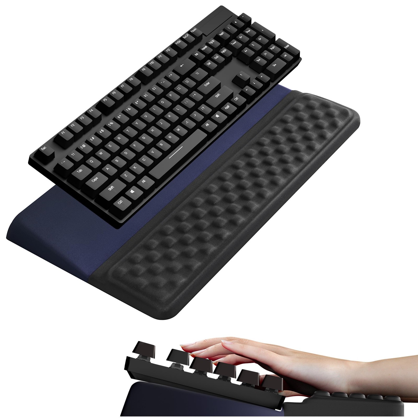 Black Blue Ergonomic Keyboard Stand Wrist Rest Riser Holder Pad Typing