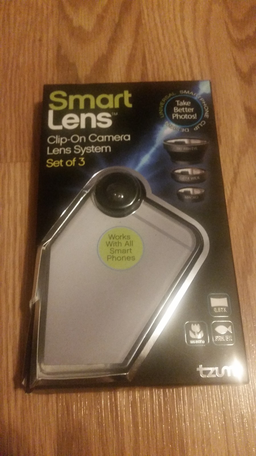 TZUMI UNIVERSAL SMART LENS CLIP-ON CAMERA LENS SYSTEM SET OF 3 MODEL: 3760