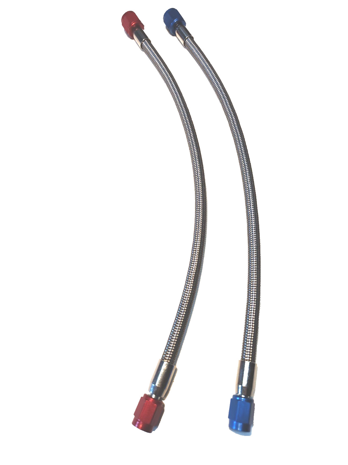 4AN 30" NITROUS OXIDE STAINLESS BRAIDED HOSE 4AN To 3AN RED And BLUE PAIR