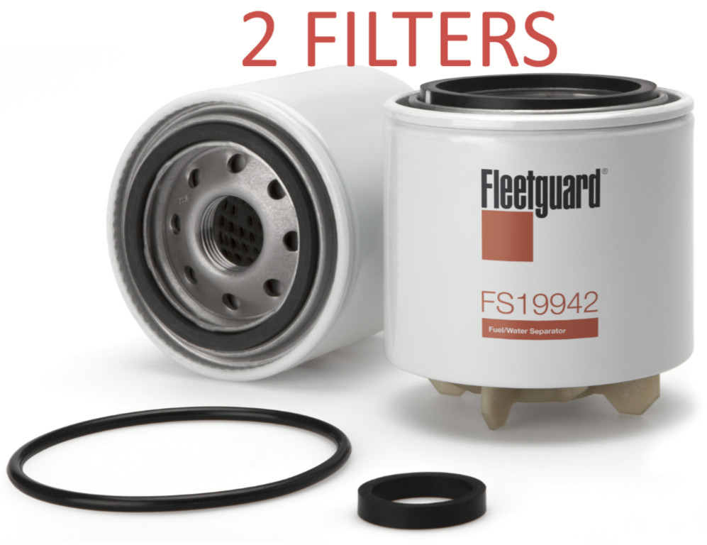 (2) Fleetguard FS19942 Fuel Filter with Water Separator FS19942