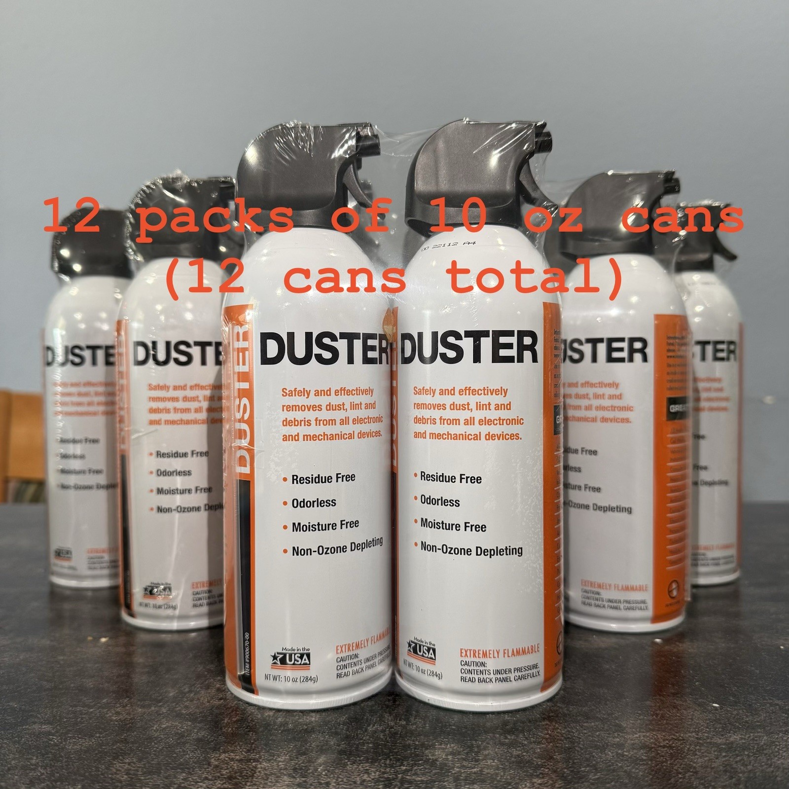 12 packs Compressed Air Duster 10 oz can Dust off Electronic Computer Keyboard
