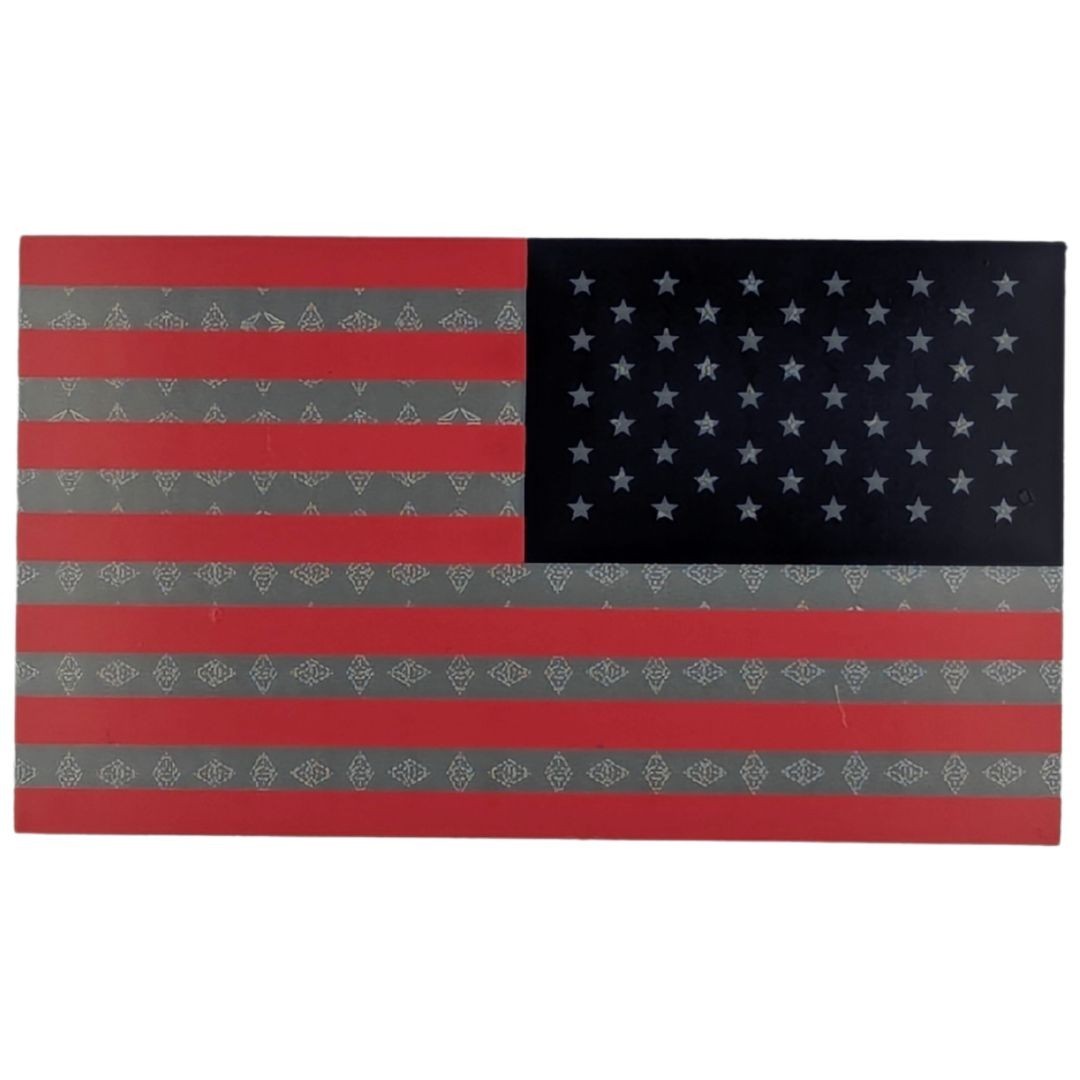 Infrared Reverse American Flag Patch; Full Color Hook Fastener Tactical IR Patch