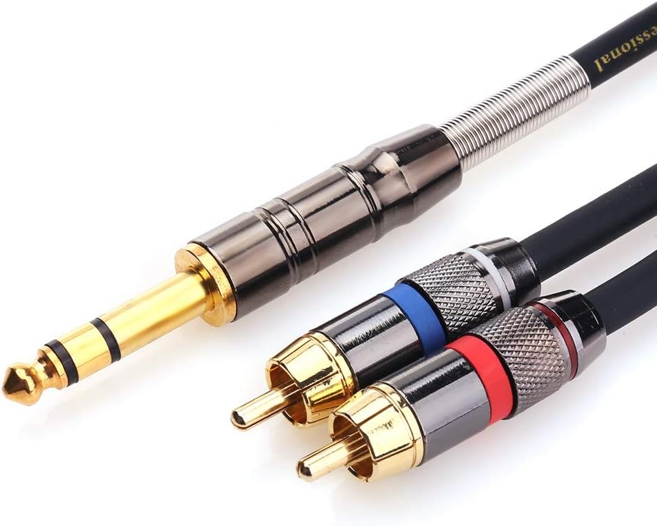 Tisino 1/4 to RCA Cable, Quarter inch TRS Audio Cable 3.3 feet, Black