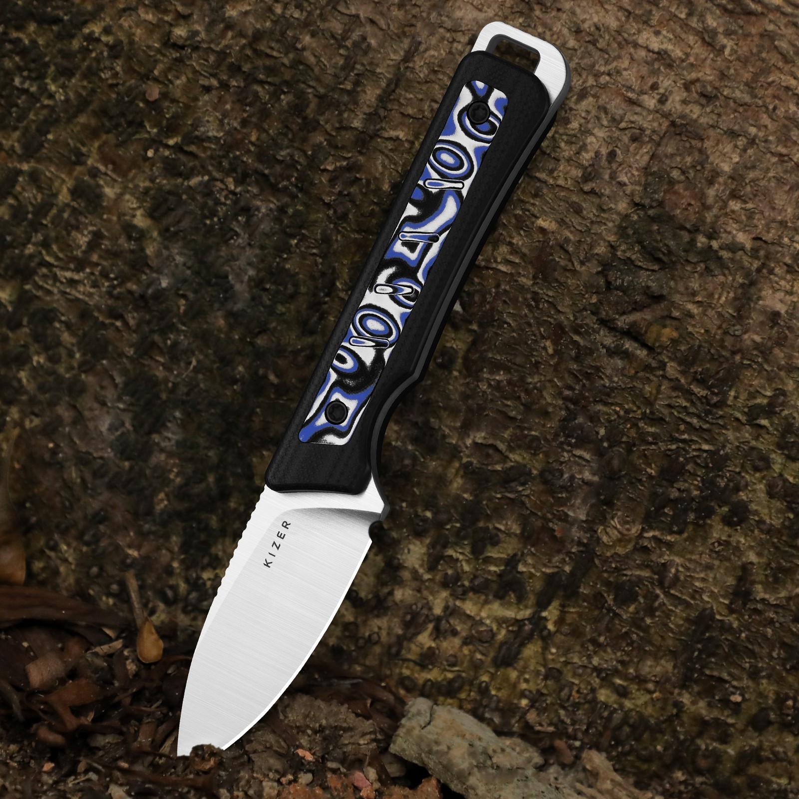 Kizer Whiskey Jack Fixed Knife AEB-L Blade G10 & Micarta Handle + Sheath 1108A6